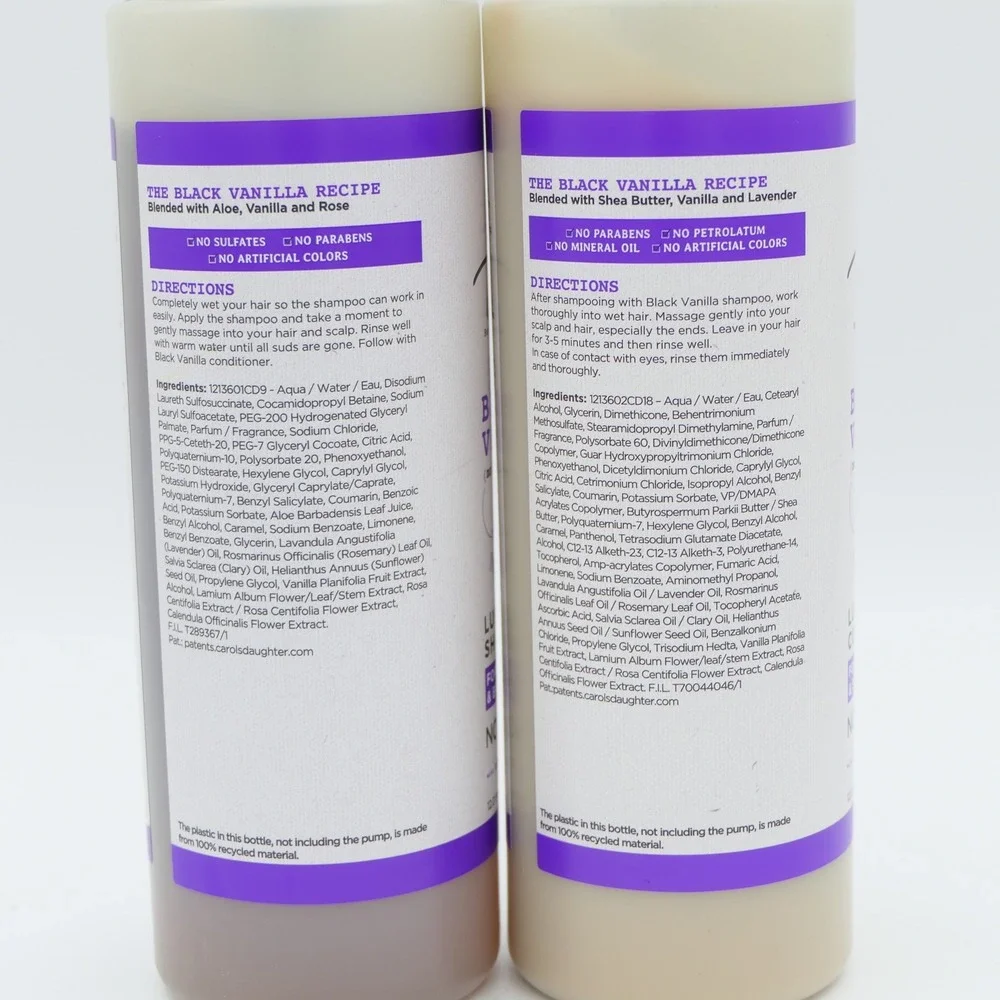 Carol's Daughter Black Vanilla Luscious Moisture Shampoo & Conditioner 12 oz Ea